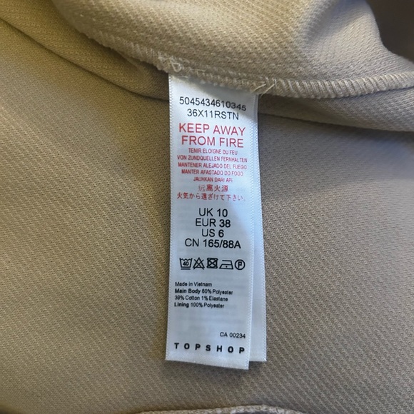 Topshop Beige Blazer Open Front Size 6 - Picture 5 of 6